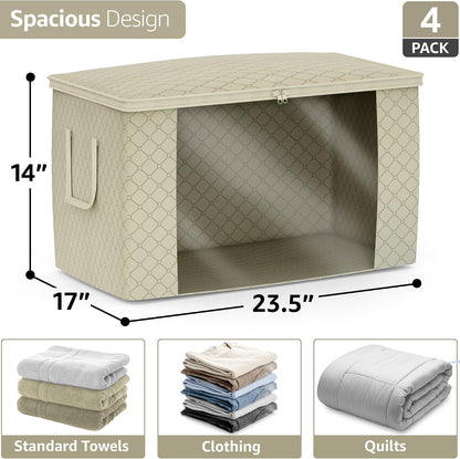 Foldable Storage Bag Organizers, 3 Sections, Great for Clothes, Blankets, Closets, Bedrooms, and More