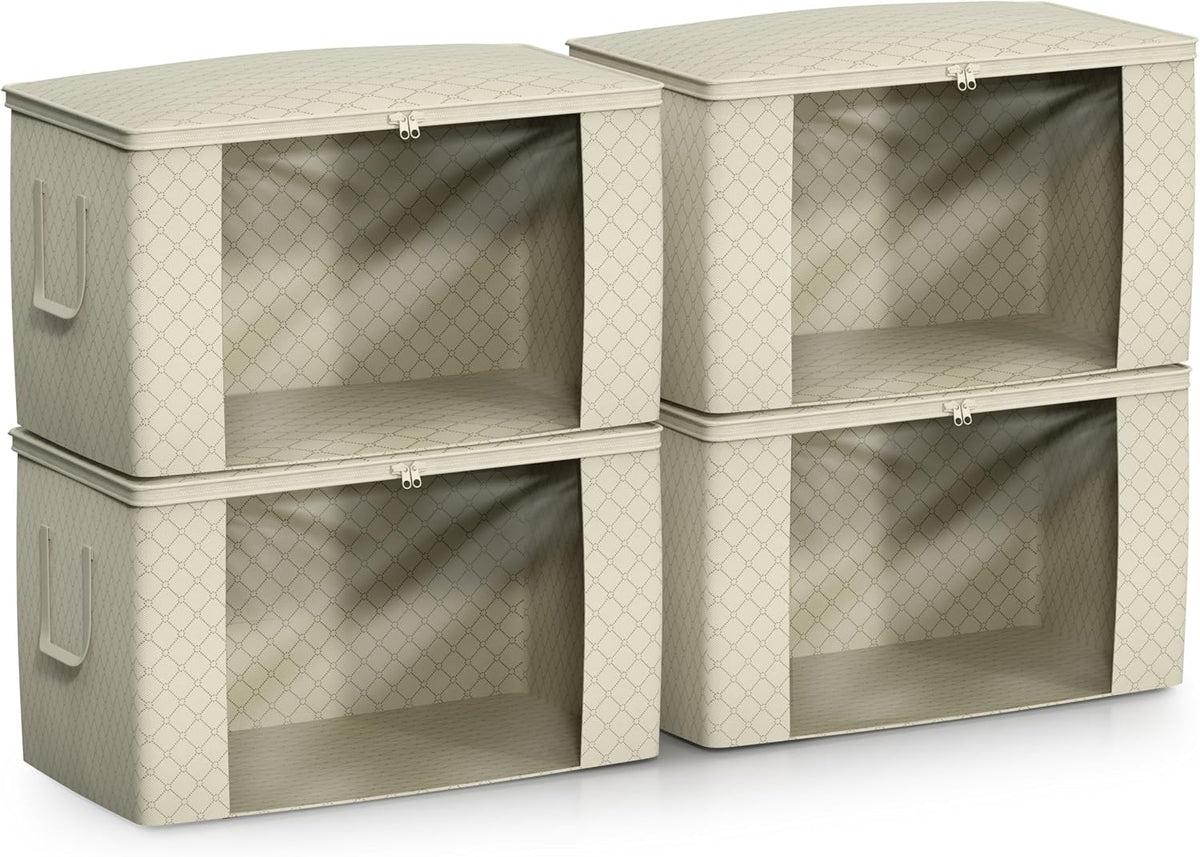 Foldable Storage Bag Organizers, 3 Sections, Great for Clothes, Blankets, Closets, Bedrooms, and More