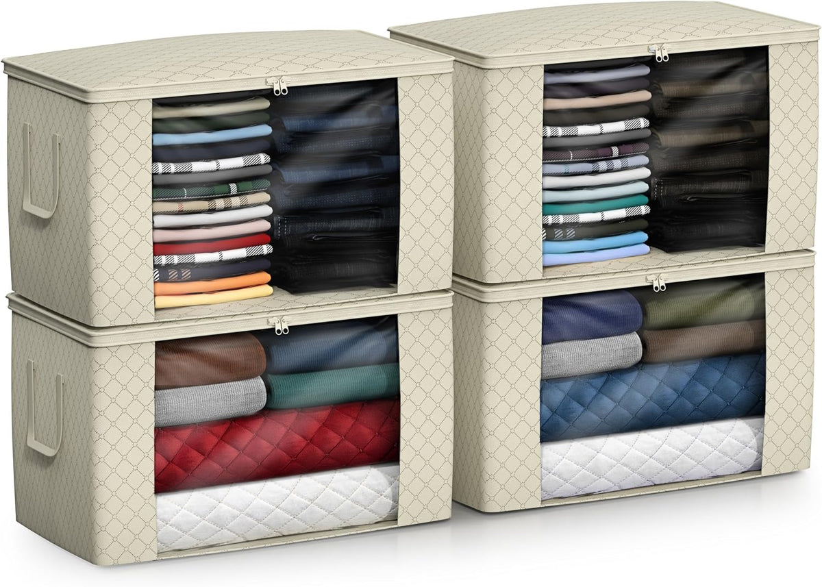 Foldable Storage Bag Organizers, 3 Sections, Great for Clothes, Blankets, Closets, Bedrooms, and More