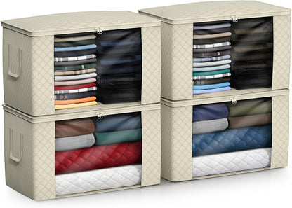 Foldable Storage Bag Organizers, 3 Sections, Great for Clothes, Blankets, Closets, Bedrooms, and More
