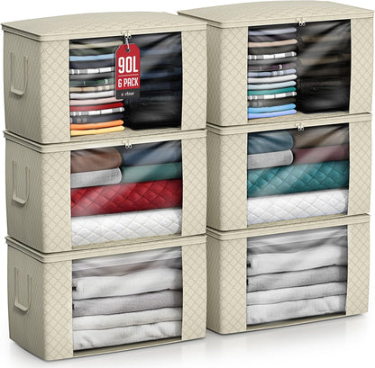 Foldable Storage Bag Organizers, 3 Sections, Great for Clothes, Blankets, Closets, Bedrooms, and More
