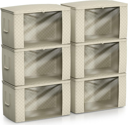 Foldable Storage Bag Organizers, 3 Sections, Great for Clothes, Blankets, Closets, Bedrooms, and More