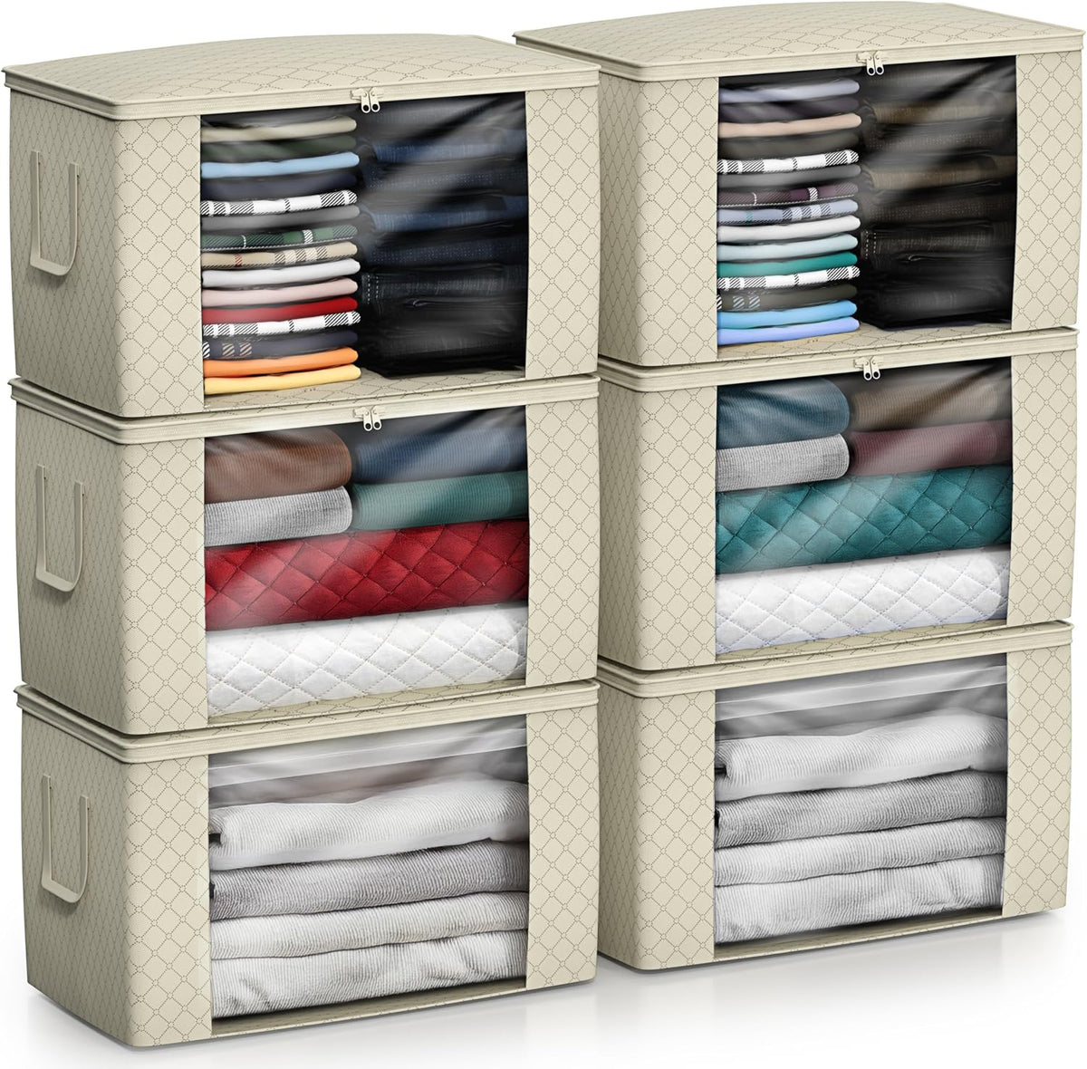 Foldable Storage Bag Organizers, 3 Sections, Great for Clothes, Blankets, Closets, Bedrooms, and More