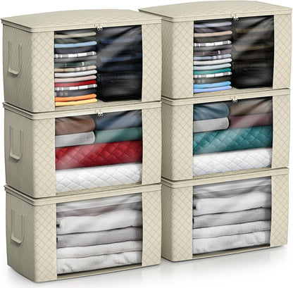 Foldable Storage Bag Organizers, 3 Sections, Great for Clothes, Blankets, Closets, Bedrooms, and More