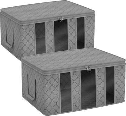 Foldable Storage Bag Organizers, 3 Sections, Great for Clothes, Blankets, Closets, Bedrooms, and More