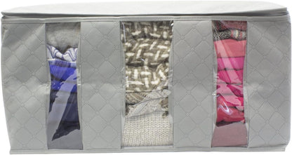 Foldable Storage Bag Organizers, 3 Sections, Great for Clothes, Blankets, Closets, Bedrooms, and More