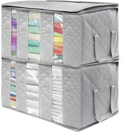 Foldable Storage Bag Organizers, 3 Sections, Great for Clothes, Blankets, Closets, Bedrooms, and More