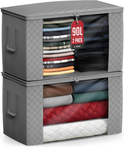 Foldable Storage Bag Organizers, 3 Sections, Great for Clothes, Blankets, Closets, Bedrooms, and More