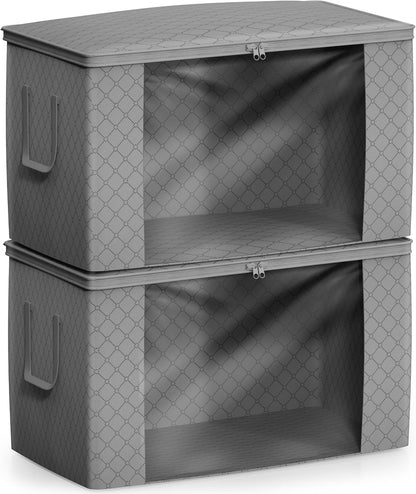 Foldable Storage Bag Organizers, 3 Sections, Great for Clothes, Blankets, Closets, Bedrooms, and More