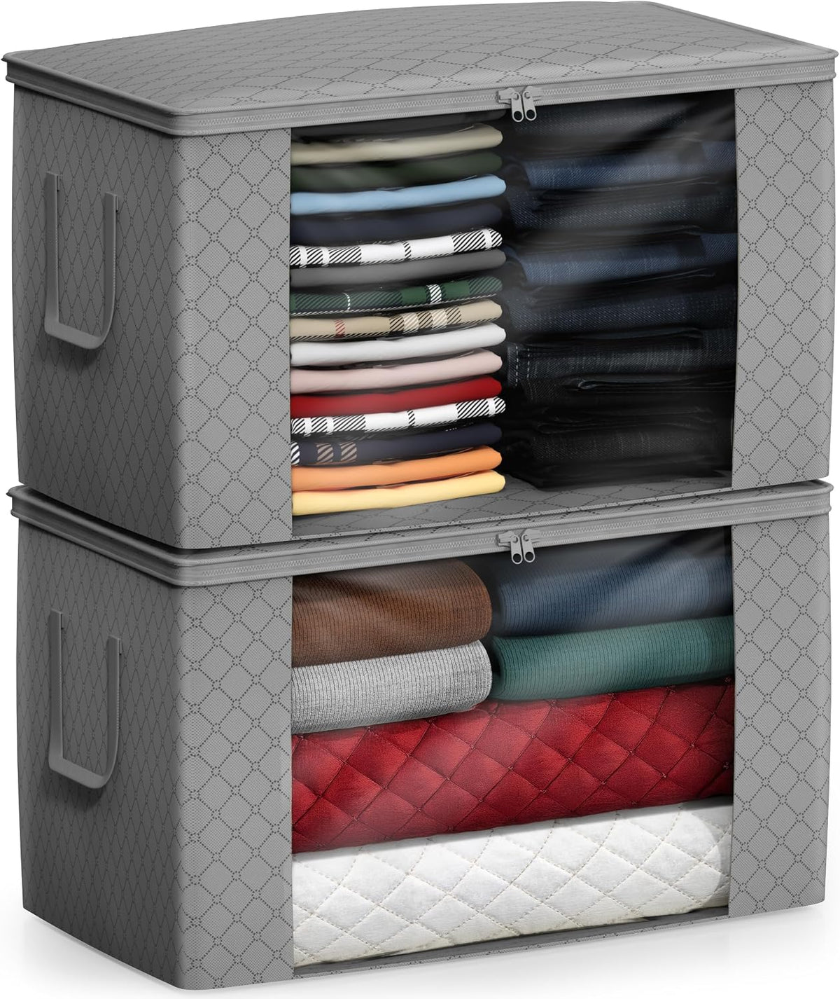 Foldable Storage Bag Organizers, 3 Sections, Great for Clothes, Blankets, Closets, Bedrooms, and More