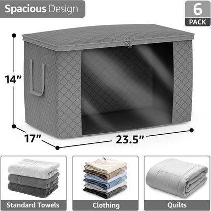 Foldable Storage Bag Organizers, 3 Sections, Great for Clothes, Blankets, Closets, Bedrooms, and More