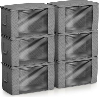 Foldable Storage Bag Organizers, 3 Sections, Great for Clothes, Blankets, Closets, Bedrooms, and More