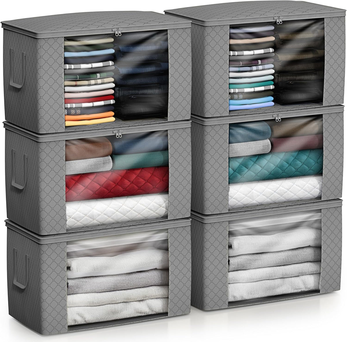 Foldable Storage Bag Organizers, 3 Sections, Great for Clothes, Blankets, Closets, Bedrooms, and More