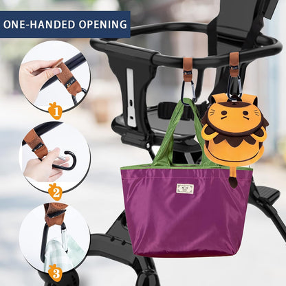 2 Pcs Black Baby Stroller Hooks for Hanging | Multipurpose Stroller Straps with Durable and Stylish Stroller Clips for Diaper Bags | The Perfect Mummy Hook for Pram, Wheelchair, Shopping and Pet Carts