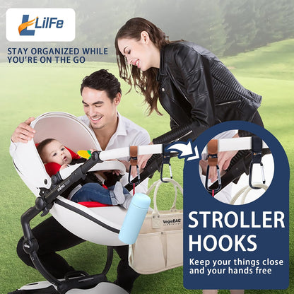 2 Pcs Black Baby Stroller Hooks for Hanging | Multipurpose Stroller Straps with Durable and Stylish Stroller Clips for Diaper Bags | The Perfect Mummy Hook for Pram, Wheelchair, Shopping and Pet Carts