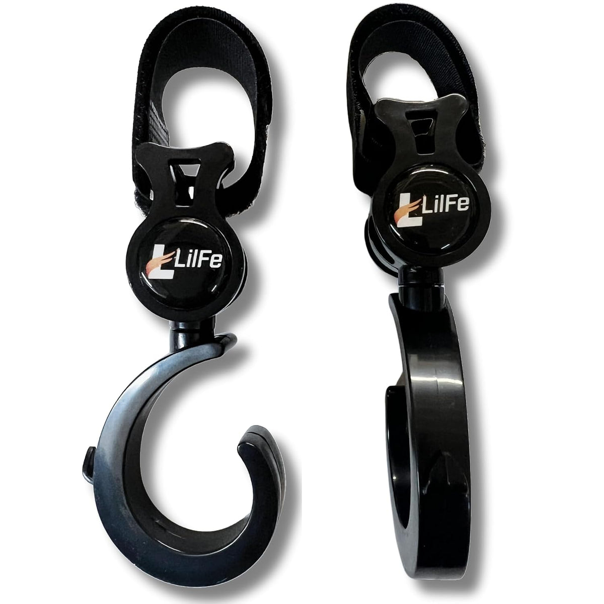 2 Pcs Black Baby Stroller Hooks for Hanging | Multipurpose Stroller Straps with Durable and Stylish Stroller Clips for Diaper Bags | The Perfect Mummy Hook for Pram, Wheelchair, Shopping and Pet Carts