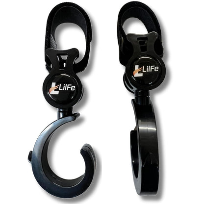 2 Pcs Black Baby Stroller Hooks for Hanging | Multipurpose Stroller Straps with Durable and Stylish Stroller Clips for Diaper Bags | The Perfect Mummy Hook for Pram, Wheelchair, Shopping and Pet Carts