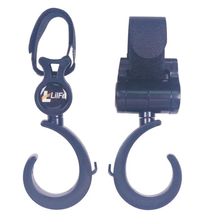 2 Pcs Black Baby Stroller Hooks for Hanging | Multipurpose Stroller Straps with Durable and Stylish Stroller Clips for Diaper Bags | The Perfect Mummy Hook for Pram, Wheelchair, Shopping and Pet Carts