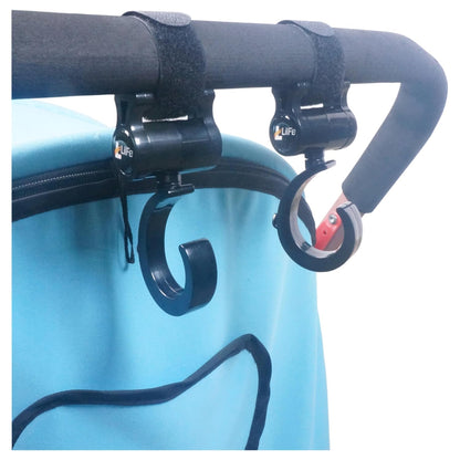 2 Pcs Black Baby Stroller Hooks for Hanging | Multipurpose Stroller Straps with Durable and Stylish Stroller Clips for Diaper Bags | The Perfect Mummy Hook for Pram, Wheelchair, Shopping and Pet Carts