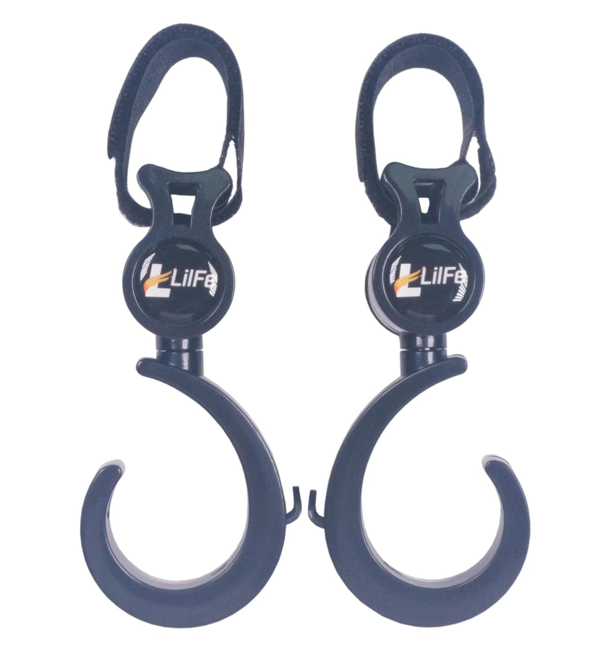 2 Pcs Black Baby Stroller Hooks for Hanging | Multipurpose Stroller Straps with Durable and Stylish Stroller Clips for Diaper Bags | The Perfect Mummy Hook for Pram, Wheelchair, Shopping and Pet Carts