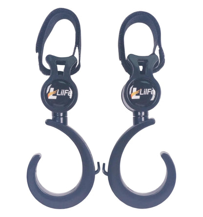 2 Pcs Black Baby Stroller Hooks for Hanging | Multipurpose Stroller Straps with Durable and Stylish Stroller Clips for Diaper Bags | The Perfect Mummy Hook for Pram, Wheelchair, Shopping and Pet Carts
