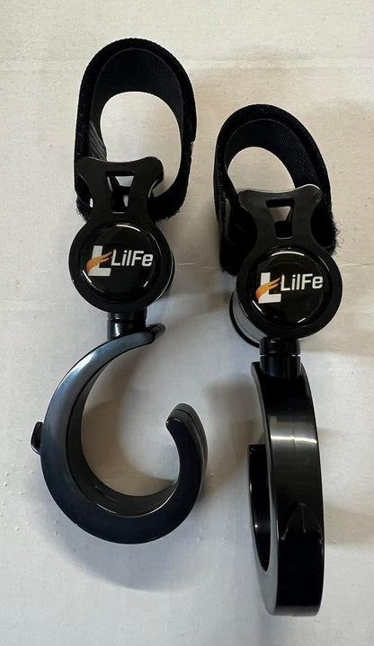2 Pcs Black Baby Stroller Hooks for Hanging | Multipurpose Stroller Straps with Durable and Stylish Stroller Clips for Diaper Bags | The Perfect Mummy Hook for Pram, Wheelchair, Shopping and Pet Carts