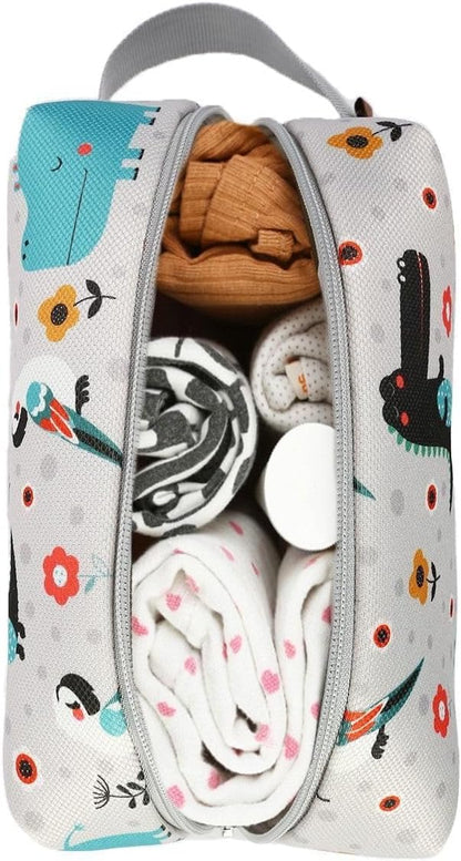 Reusable Wet Dry Bag – Water-Repellent Travel Organizer with Protective Inner Lining for Baby Diapers, Swimwear, Gym Clothes, or Toiletries, Animal Wet Dry Bag