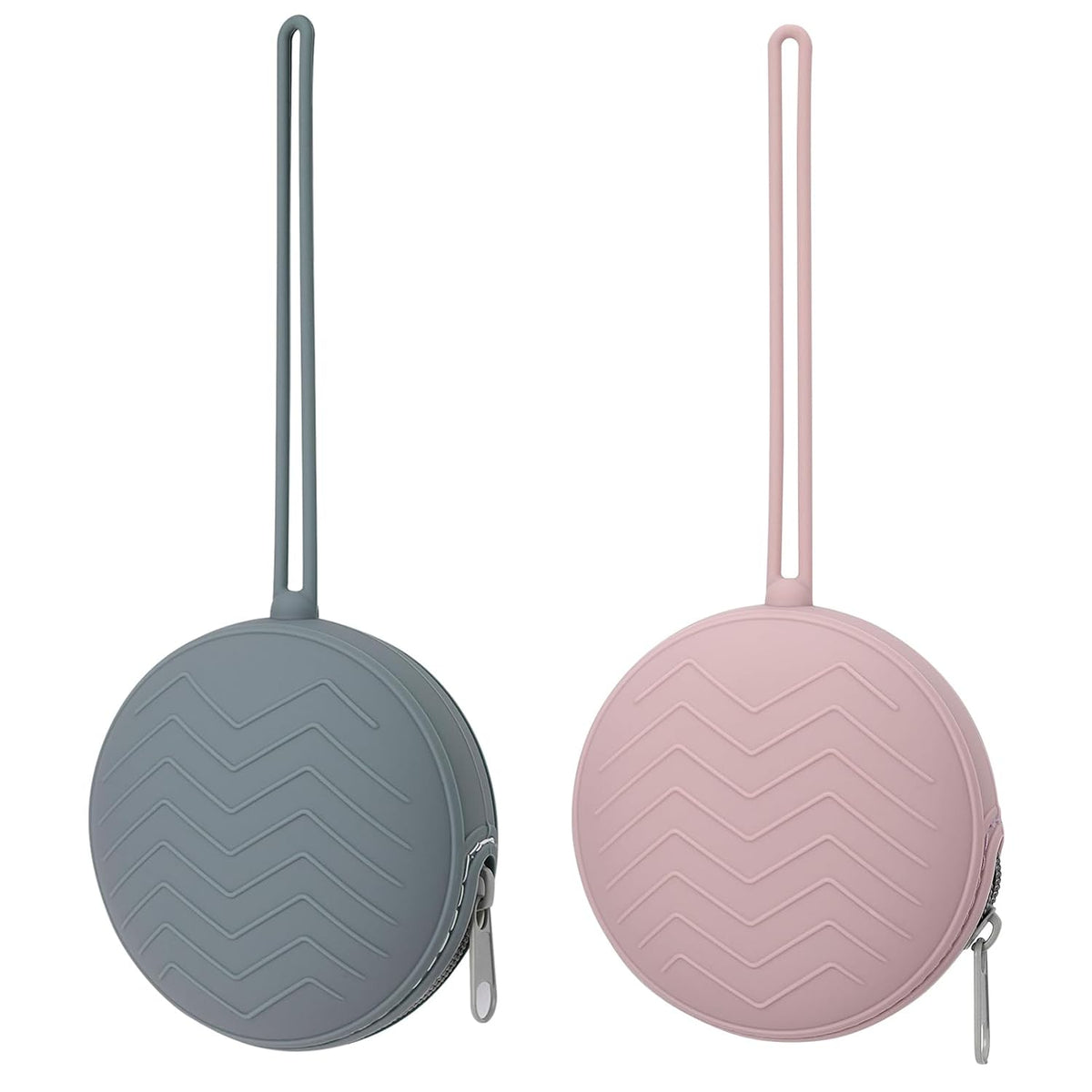 2-Pack Silicone Pacifier Holder Case, Sand/Light Grey