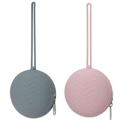 2-Pack Silicone Pacifier Holder Case, Sand/Light Grey