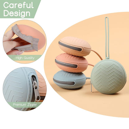 2-Pack Silicone Pacifier Holder Case, Sand/Light Grey
