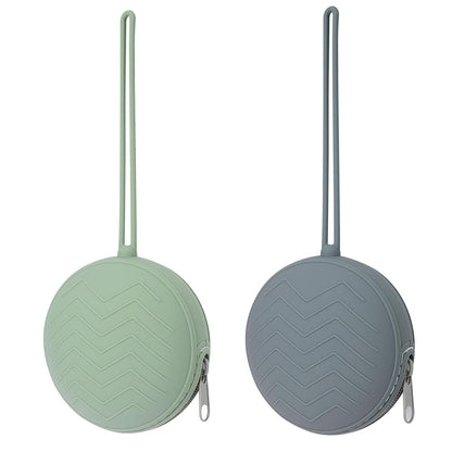 2-Pack Silicone Pacifier Holder Case, Sand/Light Grey