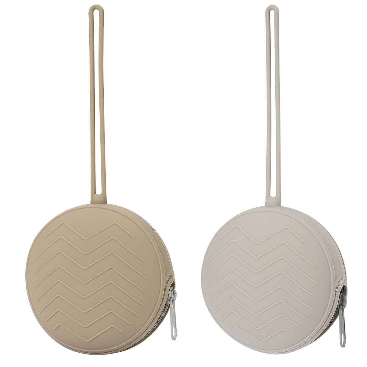 2-Pack Silicone Pacifier Holder Case, Sand/Light Grey
