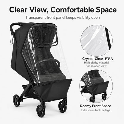Stroller Rain Cover Compatible with Bugaboo Butterfly & Butterfly 2, Clear Weather Shield with Front Access Window, Ventilation Holes & Built-in Storage Pouch, Full Coverage Protection