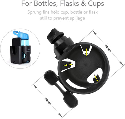 Buggy And Pushchair Universal Cup & Phone Holder Adjustable Bottle Organiser for Stroller, Drink and Coffee Cup Holder