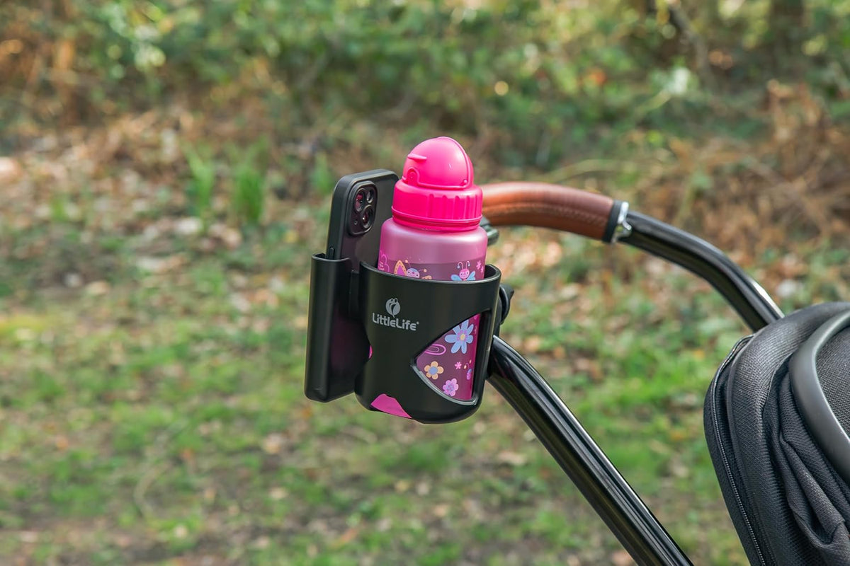 Buggy And Pushchair Universal Cup & Phone Holder Adjustable Bottle Organiser for Stroller, Drink and Coffee Cup Holder