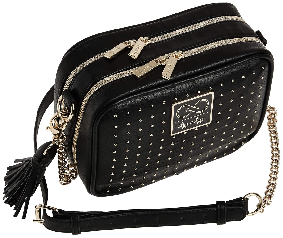 Chelsea + Cole for Crossbody Diaper Bag - Includes 6 Pockets, Changing Pad & Tassel – Black with Sweetheart Print