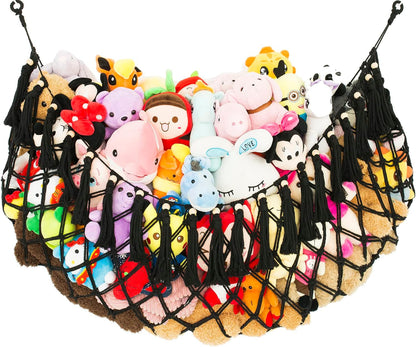 Stuffed Animal Net or Hammock XL for Flat Wall Mounted Handmade Macrame Toy Display Hanging Plush Toy Net for Stuff Animal Storage(Cream)