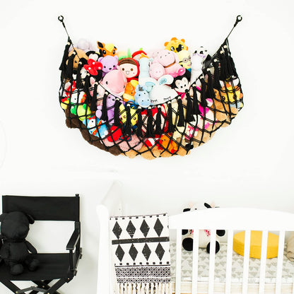 Stuffed Animal Net or Hammock XL for Flat Wall Mounted Handmade Macrame Toy Display Hanging Plush Toy Net for Stuff Animal Storage(Cream)