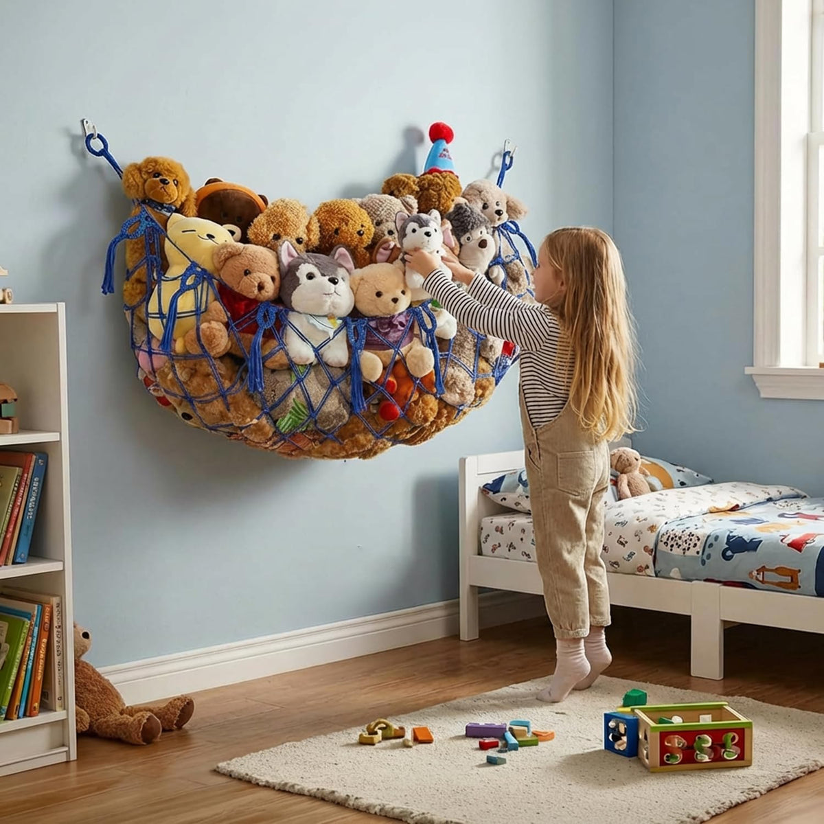 Stuffed Animal Net or Hammock XL for Flat Wall Mounted Handmade Macrame Toy Display Hanging Plush Toy Net for Stuff Animal Storage(Cream)