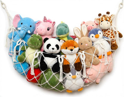 Stuffed Animal Net or Hammock XL for Flat Wall Mounted Handmade Macrame Toy Display Hanging Plush Toy Net for Stuff Animal Storage(Cream)