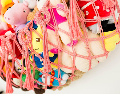 Stuffed Animal Net or Hammock XL for Flat Wall Mounted Handmade Macrame Toy Display Hanging Plush Toy Net for Stuff Animal Storage(Cream)