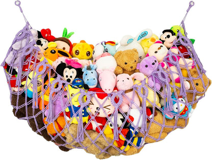 Stuffed Animal Net or Hammock XL for Flat Wall Mounted Handmade Macrame Toy Display Hanging Plush Toy Net for Stuff Animal Storage(Cream)