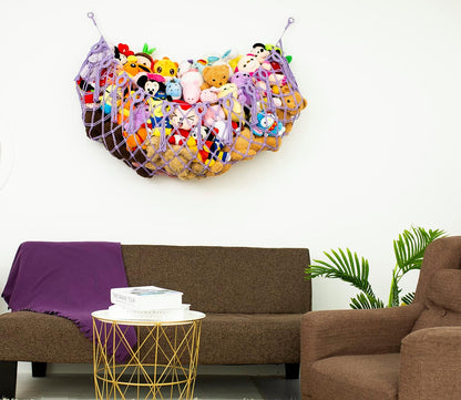 Stuffed Animal Net or Hammock XL for Flat Wall Mounted Handmade Macrame Toy Display Hanging Plush Toy Net for Stuff Animal Storage(Cream)