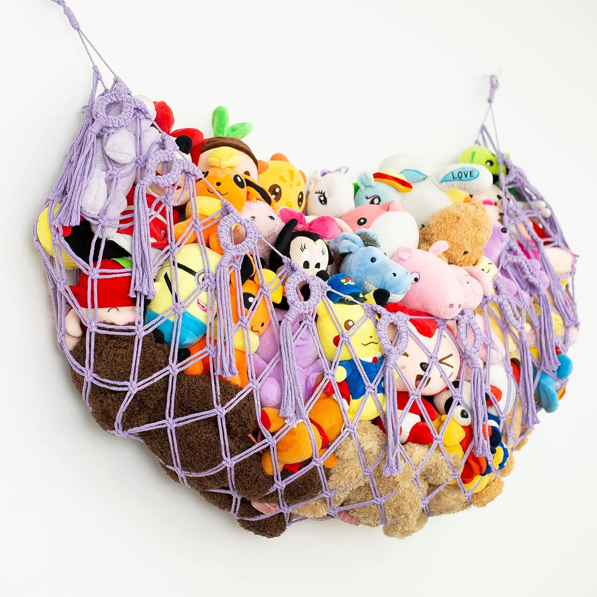 Stuffed Animal Net or Hammock XL for Flat Wall Mounted Handmade Macrame Toy Display Hanging Plush Toy Net for Stuff Animal Storage(Cream)