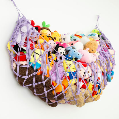 Stuffed Animal Net or Hammock XL for Flat Wall Mounted Handmade Macrame Toy Display Hanging Plush Toy Net for Stuff Animal Storage(Cream)