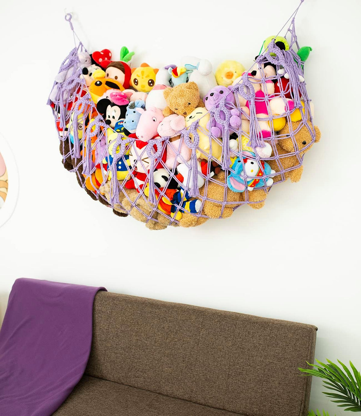 Stuffed Animal Net or Hammock XL for Flat Wall Mounted Handmade Macrame Toy Display Hanging Plush Toy Net for Stuff Animal Storage(Cream)