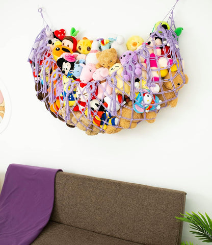 Stuffed Animal Net or Hammock XL for Flat Wall Mounted Handmade Macrame Toy Display Hanging Plush Toy Net for Stuff Animal Storage(Cream)