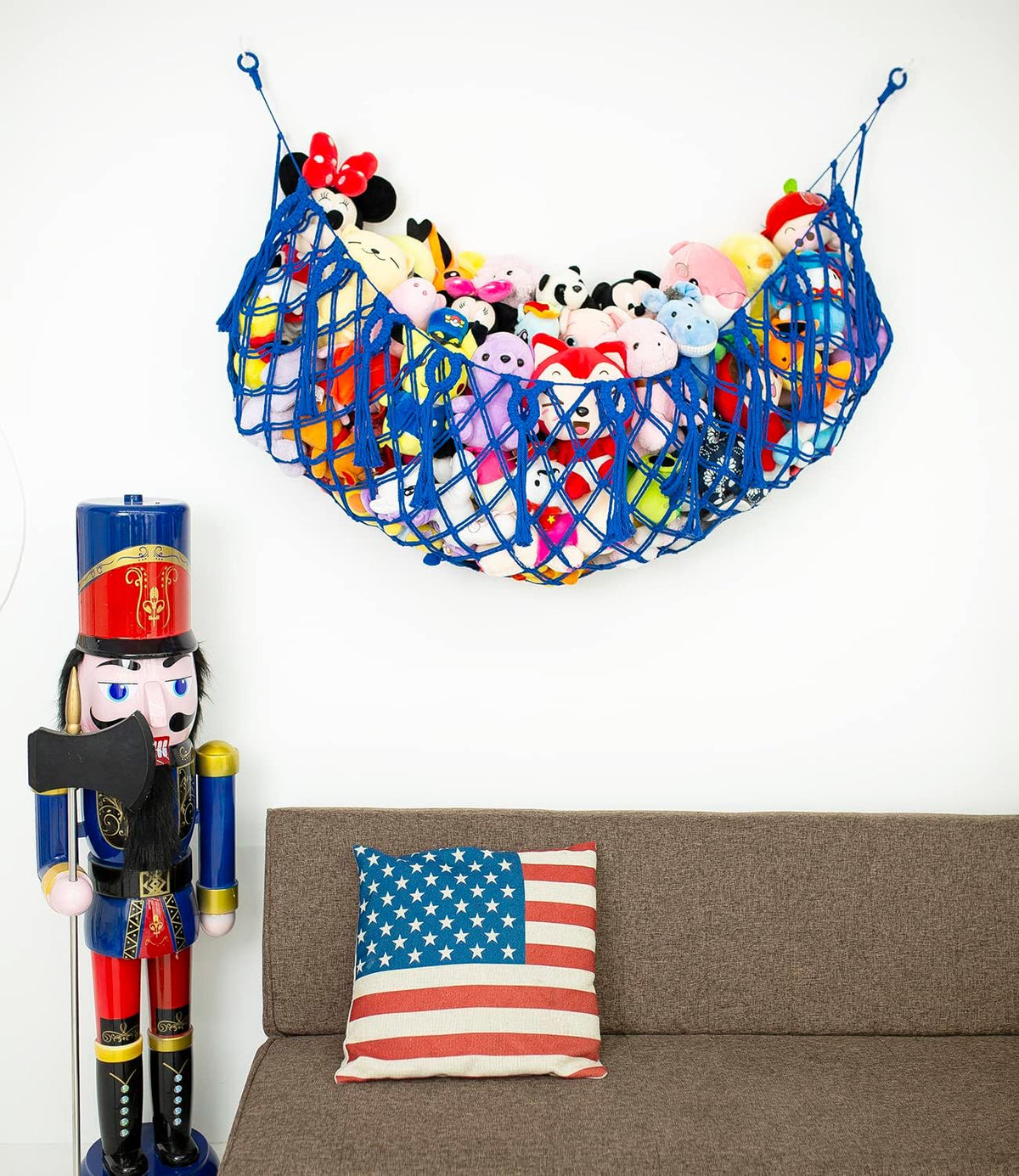 Stuffed Animal Net or Hammock XL for Flat Wall Mounted Handmade Macrame Toy Display Hanging Plush Toy Net for Stuff Animal Storage(Cream)