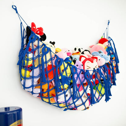 Stuffed Animal Net or Hammock XL for Flat Wall Mounted Handmade Macrame Toy Display Hanging Plush Toy Net for Stuff Animal Storage(Cream)