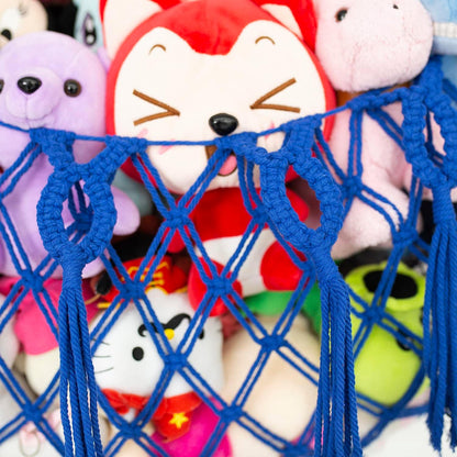 Stuffed Animal Net or Hammock XL for Flat Wall Mounted Handmade Macrame Toy Display Hanging Plush Toy Net for Stuff Animal Storage(Cream)